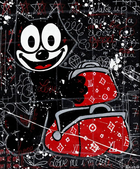 A painting of a person with a red heart