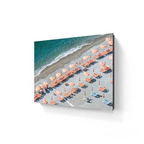 Beach scene printed on metal.