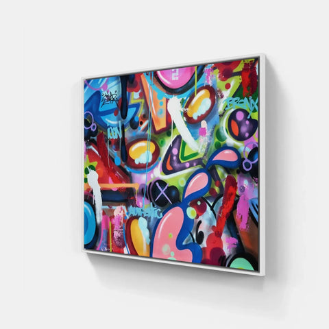 A painting on a wall with a white background
