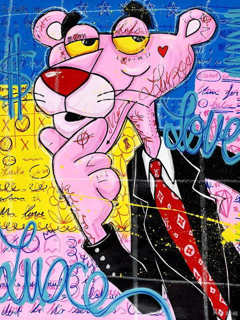 A painting of a mouse in a suit and tie
