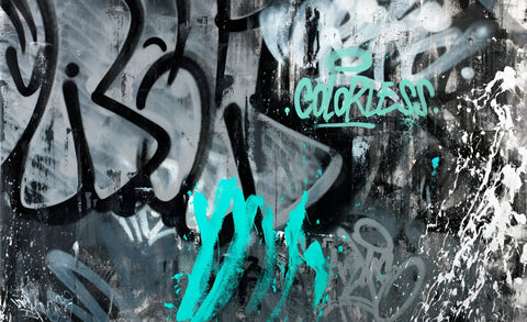 A wall with graffiti writing on it