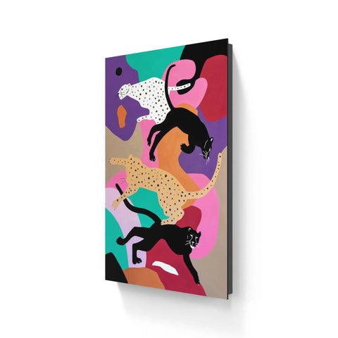 A painting of cats on a wall
