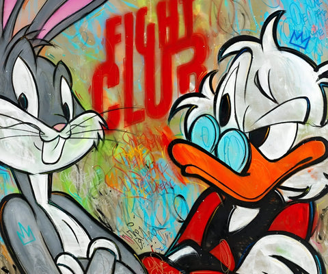A painting of two cartoon characters