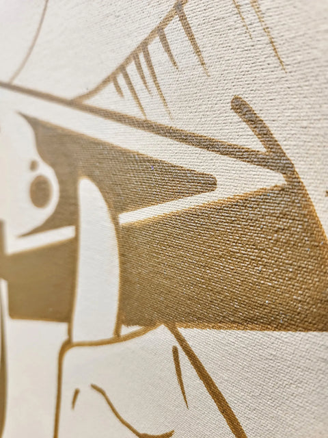 A close up of a painting on a canvas