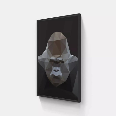 A close up of a picture of a gorilla on a wall