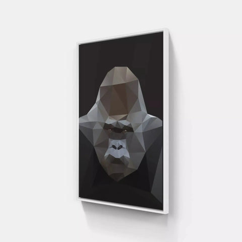 A close up of a picture of a gorilla on a wall