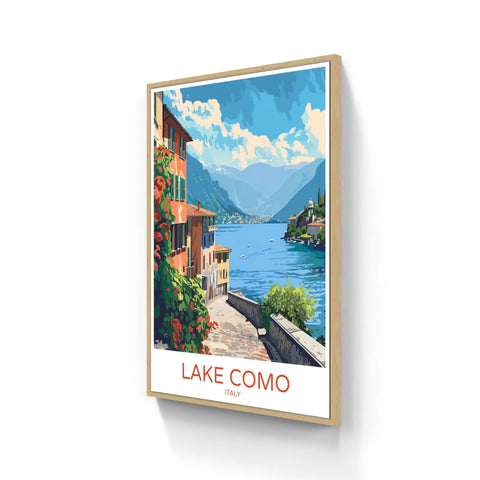 Framed Lake Como painting.