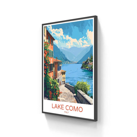 Framed Lake Como travel poster.