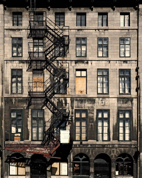 A fire escape tower in the city of new york