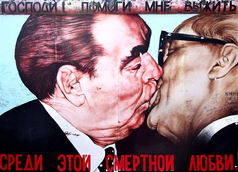 A poster with a man kissing another man