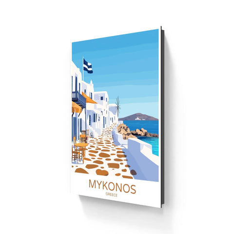 Mykonos Greece travel poster.