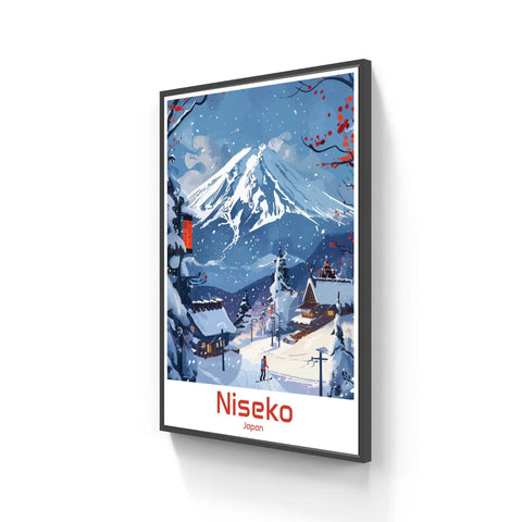 Framed Niseko Japan winter scene print.