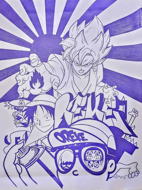 A drawing of a group of people