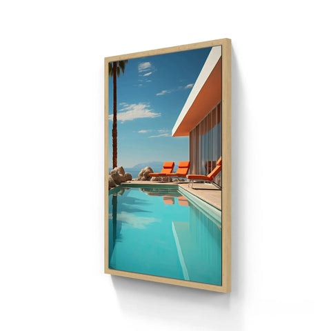 Framed poolside art.