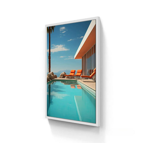 Framed poolside art.