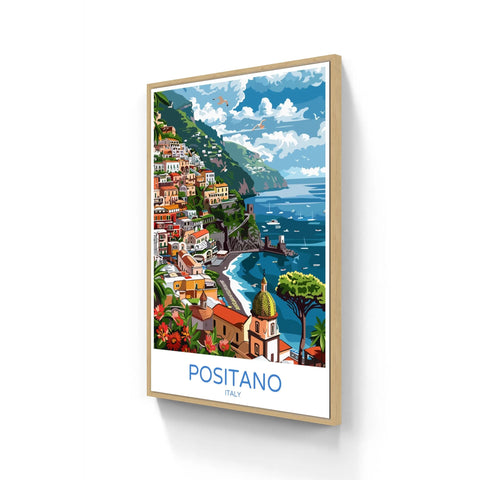 Framed Positano Italy print.