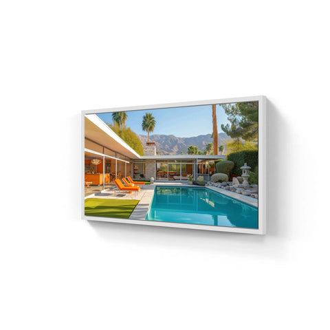 Framed poolside architectural print.