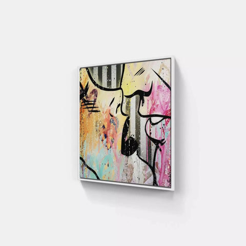 A painting on a wall with a white background