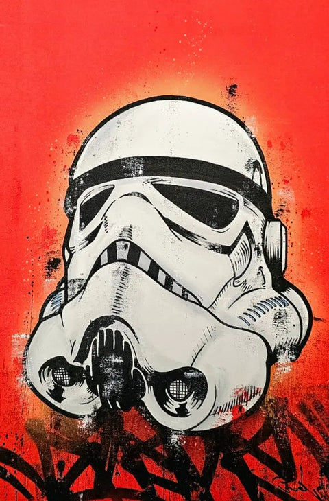 Stormtrooper helmet graffiti art.