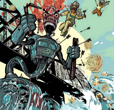 A cartoon character with a gun and a gun in his hand