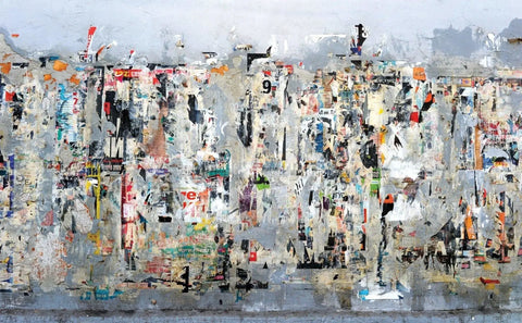 A painting of a city with lots of different colors