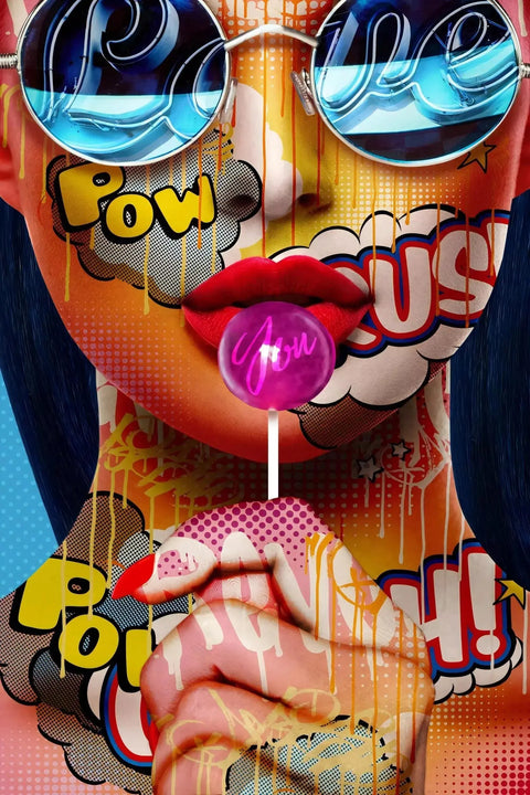 A woman with sunglasses and a bubble bubble