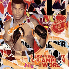 Collage-style poster featuring a boxer with gloves raised in a fighting stance.