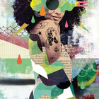 A woman with tattoos and a large tattoo on her chest