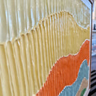 Textured, colorful, abstract artwork.