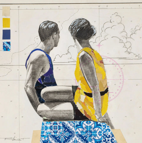 A vibrant yellow sleeveless dress with a black belt and subtle patterned details.