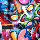 A painting of colorful shapes and colors