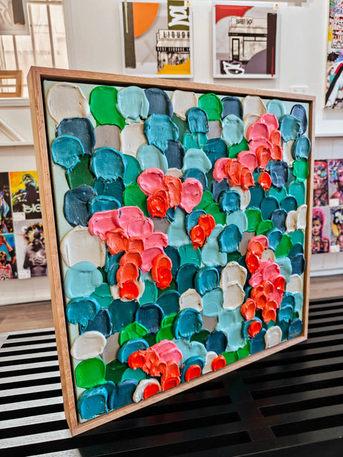 Textured floral abstract painting.