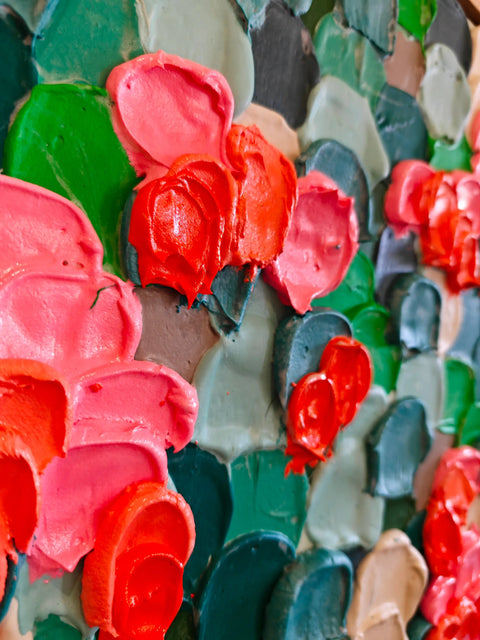 Textured impasto floral painting.