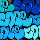 Blue and black balloons are being displayed in a display