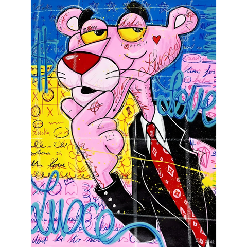 A painting of a mouse in a suit and tie