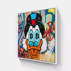 A painting of a duck wearing a hat