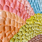 Textured impasto painting with colorful palette.