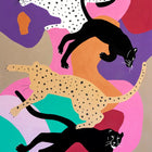 A painting of a cat and a leopard