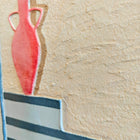 Red vase with handles.