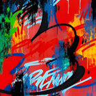 Abstract painting with colorful paint strokes