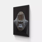 A close up of a picture of a gorilla on a wall