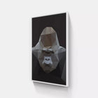 A close up of a picture of a gorilla on a wall