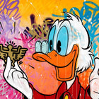 Graffiti of a duck with a key in his hand