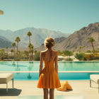 Woman in orange dress.