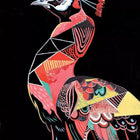 A painting of a bird with a bird on it’s back