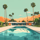 Mid-century modern house with pool.