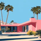 Pink mid-century modern house.