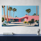 Pink mid-century modern house.
