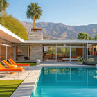 Mid-century modern house with pool.