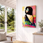 Spring memory limited edition aluminium canvas features a vibrant abstract portrait of a woman with teal face paint